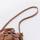 Miu Miu Hand Bag Leather 2way Brown Gold Auth yk20994V-16