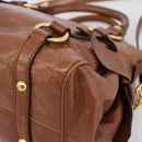 Miu Miu Hand Bag Leather 2way Brown Gold Auth yk20994V-17