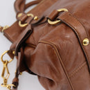 Miu Miu Hand Bag Leather 2way Brown Gold Auth yk20994V-20