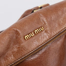 Miu Miu Hand Bag Leather 2way Brown Gold Auth yk20994V-22
