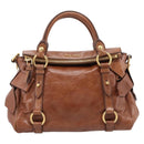 Miu Miu Hand Bag Leather 2way Brown Gold Auth yk20994V-13