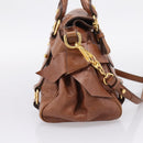 Miu Miu Hand Bag Leather 2way Brown Gold Auth yk20994V-3