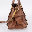Miu Miu Hand Bag Leather 2way Brown Gold Auth yk20994V-4