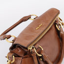 Miu Miu Hand Bag Leather 2way Brown Gold Auth yk20994V-14