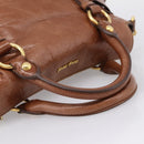 Miu Miu Hand Bag Leather 2way Brown Gold Auth yk20994V-6