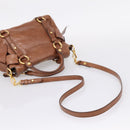 Miu Miu Hand Bag Leather 2way Brown Gold Auth yk20994V-7