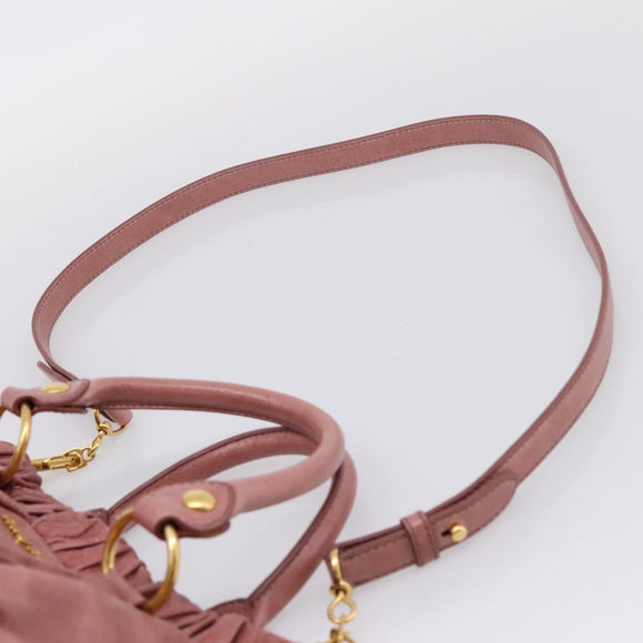 Miu Miu Hand Bag Leather 2way Pink Gold Auth yk20995SAM