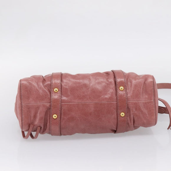 Miu Miu Hand Bag Leather 2way Pink Gold Auth yk20995SAM