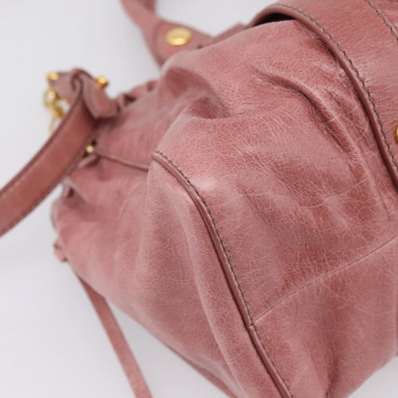Miu Miu Hand Bag Leather 2way Pink Gold Auth yk20995SAM