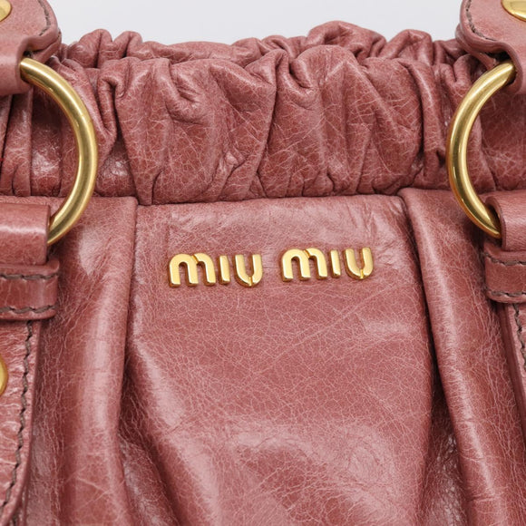Miu Miu Hand Bag Leather 2way Pink Gold Auth yk20995SAM