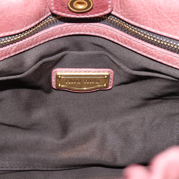 Miu Miu Hand Bag Leather 2way Pink Gold Auth yk20995SAM