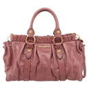 Miu Miu Hand Bag Leather 2way Pink Gold Auth yk20995SAM-13