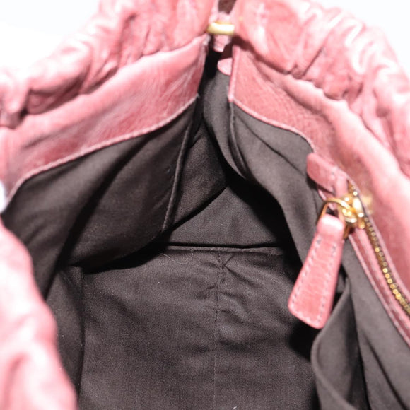 Miu Miu Hand Bag Leather 2way Pink Gold Auth yk20995SAM