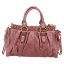 Miu Miu Hand Bag Leather 2way Pink Gold Auth yk20995SAM-2