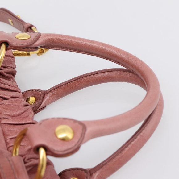 Miu Miu Hand Bag Leather 2way Pink Gold Auth yk20995SAM