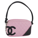 CHANEL Cambon Line Hand Bag Leather Pink Silver CC Auth yk20996V-1