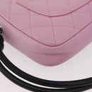 CHANEL Cambon Line Hand Bag Leather Pink Silver CC Auth yk20996V-13