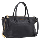 Miu Miu Hand Bag Leather 2way Black Gold Auth yk20999V-1