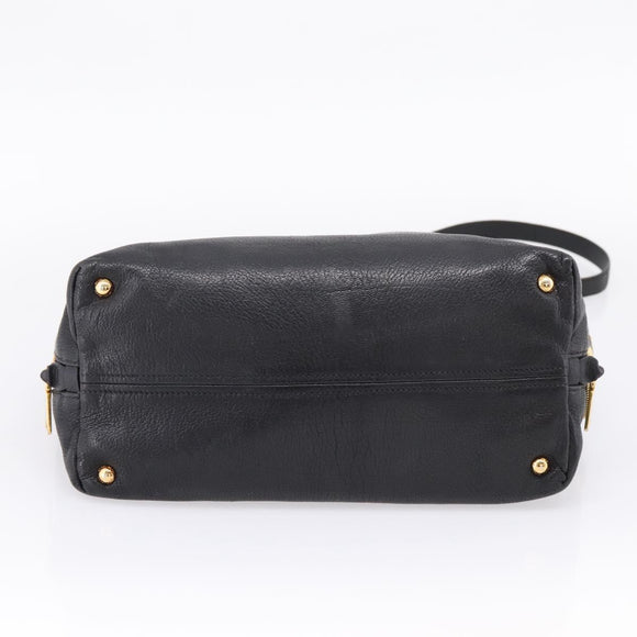 Miu Miu Hand Bag Leather 2way Black Gold Auth yk20999V