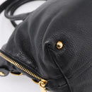 Miu Miu Hand Bag Leather 2way Black Gold Auth yk20999V-18