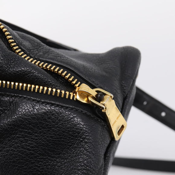 Miu Miu Hand Bag Leather 2way Black Gold Auth yk20999V