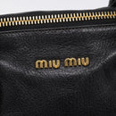 Miu Miu Hand Bag Leather 2way Black Gold Auth yk20999V-20