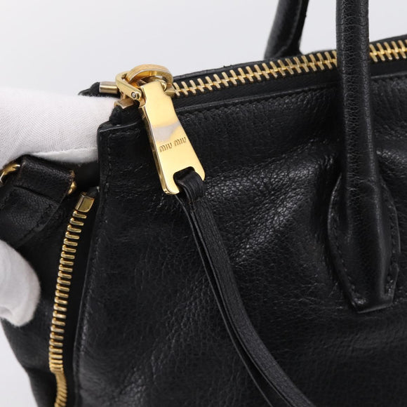Miu Miu Hand Bag Leather 2way Black Gold Auth yk20999V