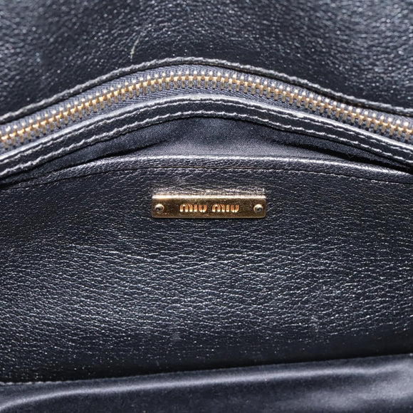 Miu Miu Hand Bag Leather 2way Black Gold Auth yk20999V