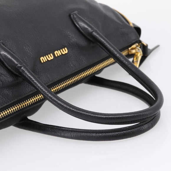 Miu Miu Hand Bag Leather 2way Black Gold Auth yk20999V