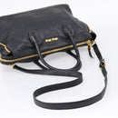 Miu Miu Hand Bag Leather 2way Black Gold Auth yk20999V-8