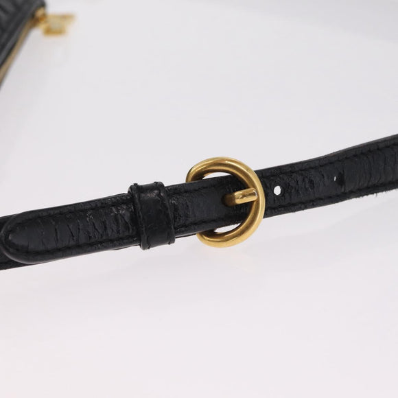 Miu Miu Matelasse Shoulder Bag Leather Black Gold Auth yk21000M