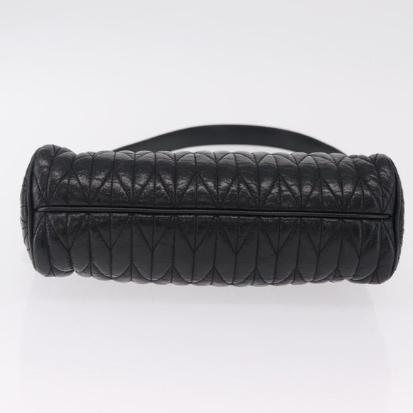 Miu Miu Matelasse Shoulder Bag Leather Black Gold Auth yk21000M