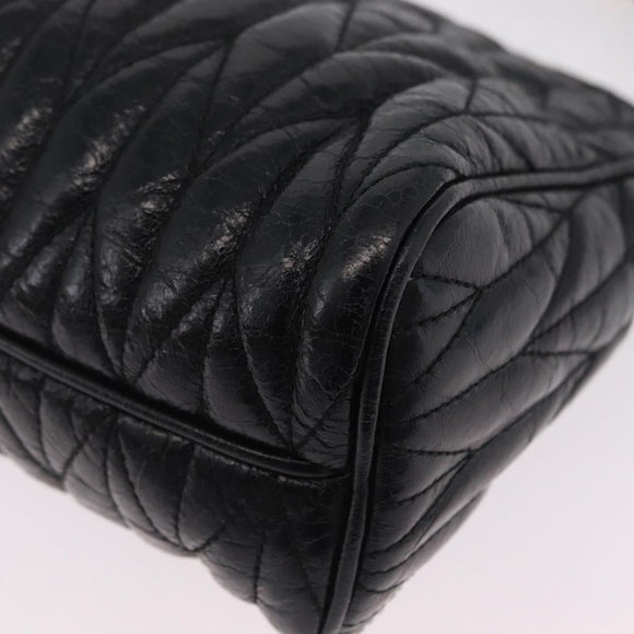 Miu Miu Matelasse Shoulder Bag Leather Black Gold Auth yk21000M
