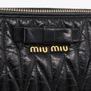 Miu Miu Matelasse Shoulder Bag Leather Black Gold Auth yk21000M-16