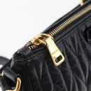 Miu Miu Matelasse Shoulder Bag Leather Black Gold Auth yk21000M-17