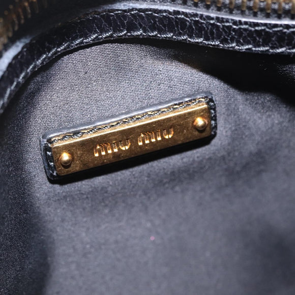 Miu Miu Matelasse Shoulder Bag Leather Black Gold Auth yk21000M