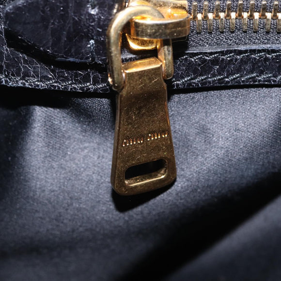 Miu Miu Matelasse Shoulder Bag Leather Black Gold Auth yk21000M