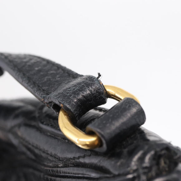 Miu Miu Matelasse Shoulder Bag Leather Black Gold Auth yk21000M
