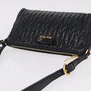 Miu Miu Matelasse Shoulder Bag Leather Black Gold Auth yk21000M-6