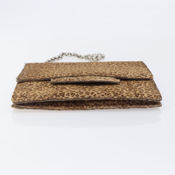Bottega Veneta Chain Shoulder Bag Harako leather Brown Silver Auth yk21003