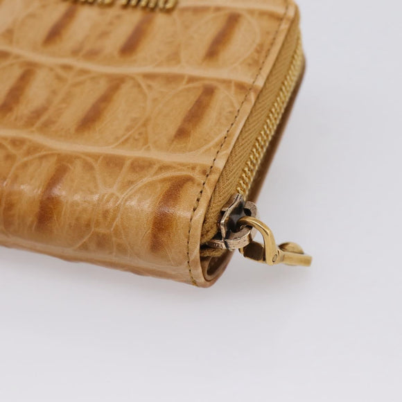 Miu Miu Wallet Leather Brown Gold Auth yk21006V