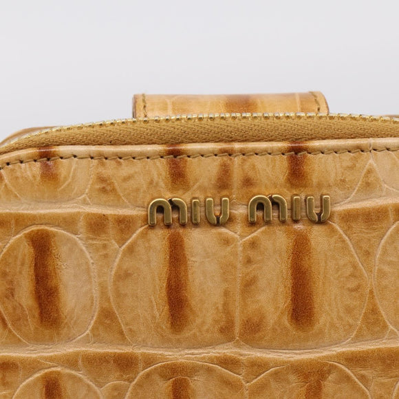 Miu Miu Wallet Leather Brown Gold Auth yk21006V