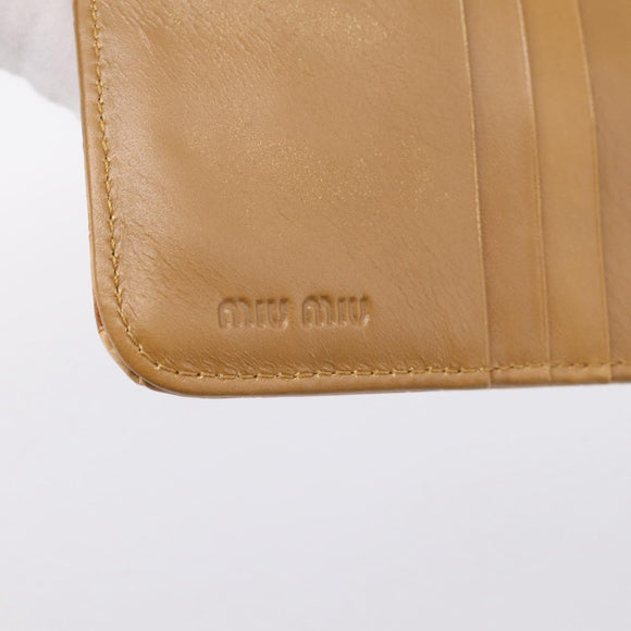 Miu Miu Wallet Leather Brown Gold Auth yk21006V