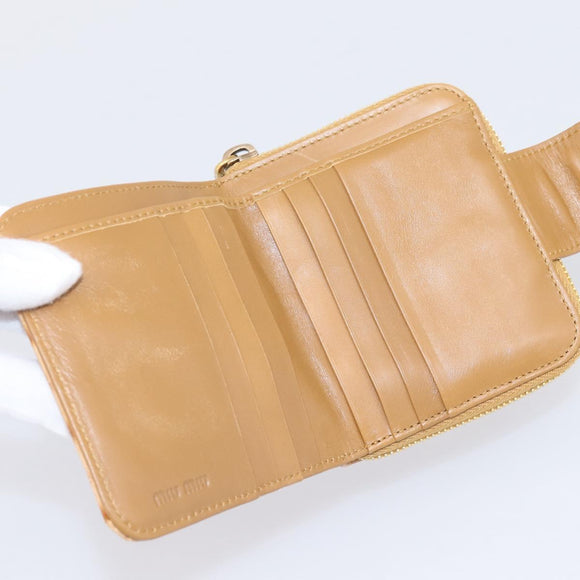 Miu Miu Wallet Leather Brown Gold Auth yk21006V