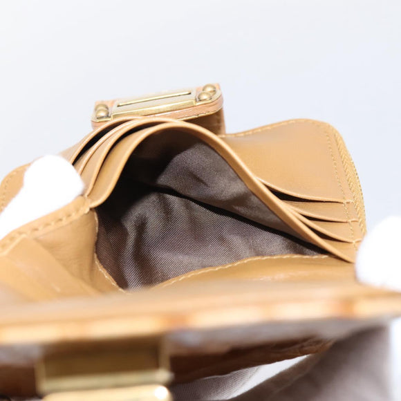 Miu Miu Wallet Leather Brown Gold Auth yk21006V
