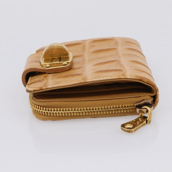 Miu Miu Wallet Leather Brown Gold Auth yk21006V
