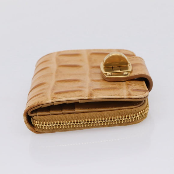Miu Miu Wallet Leather Brown Gold Auth yk21006V