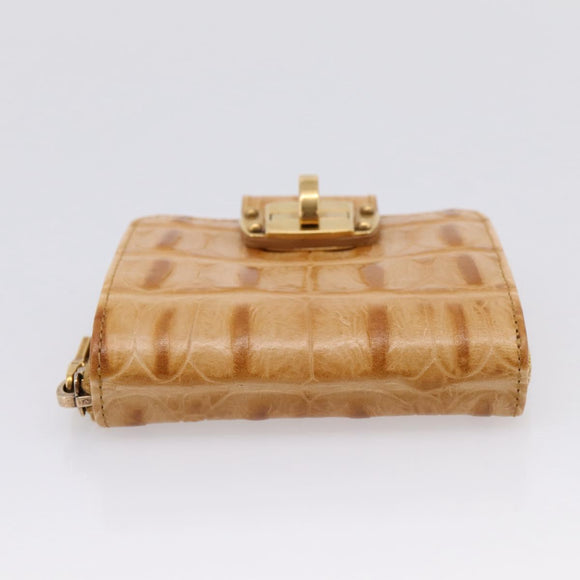 Miu Miu Wallet Leather Brown Gold Auth yk21006V