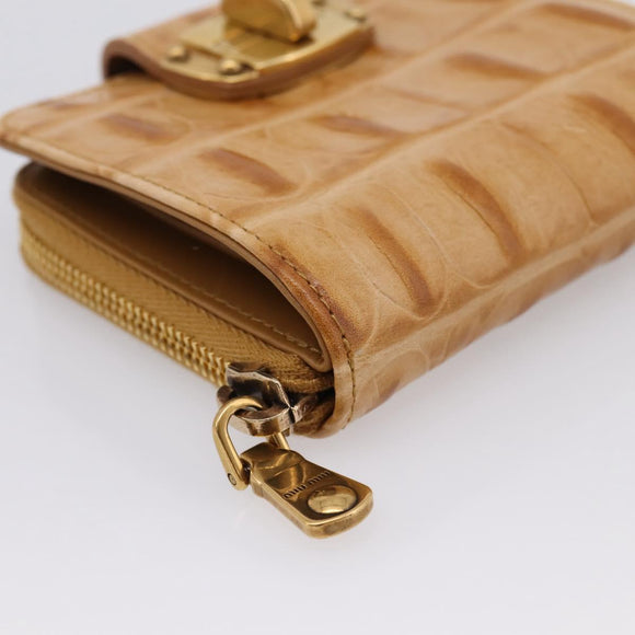 Miu Miu Wallet Leather Brown Gold Auth yk21006V
