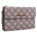 Miu Miu Long Wallet Leather Gray Gold Auth yk21007V-1